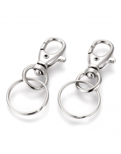 Accesorio para llavero. Aleación de cobre. Color platino. 60x25 milímetros. 2 unidades.