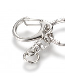 Accesorio para llavero. Aleación de cobre. Color platino. 50 milímetros, 4 unidades.