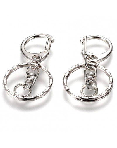 Accesorio para llavero. Aleación de cobre. Color platino. 50 milímetros, 4 unidades.