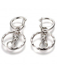 Accesorio para llavero. Aleación de cobre. Color platino. 50 milímetros, 4 unidades.