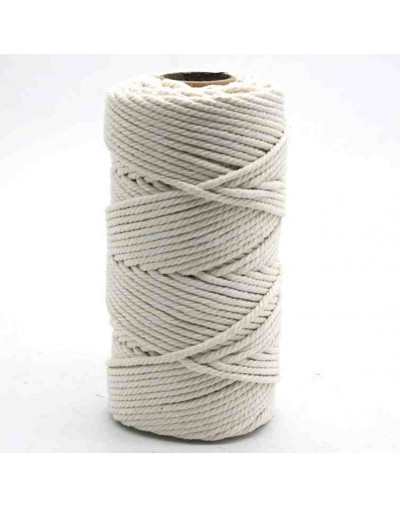Hilo 100% algodón. Macramé. 4 mm grosor. Color: GHOST WHITE. 100 metros. 1 cono.