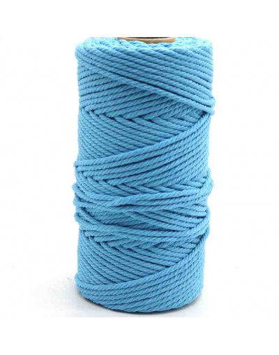 Hilo 100% algodón. Macramé. 4 mm grosor. Color: MOON WHITE BLUE. 100 metros. 1 cono.