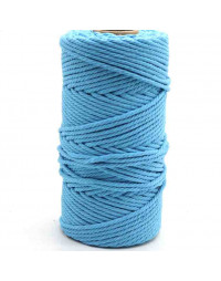 Hilo 100% algodón. Macramé. 4 mm grosor. Color: MOON WHITE BLUE. 100 metros. 1 cono.