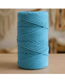 Hilo 100% algodón. Macramé. 4 mm grosor. Color: MOON WHITE BLUE. 100 metros. 1 cono.