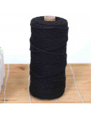 Hilo 100% algodón. Macramé. 4 mm grosor. Color: BLACK. 100 metros. 1 cono.