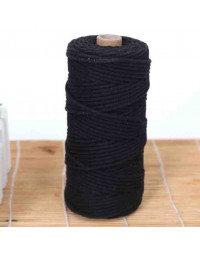 Hilo 100% algodón. Macramé. 4 mm grosor. Color: BLACK. 100 metros. 1 cono.
