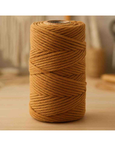 Hilo 100% algodón. Macramé. 4 mm grosor. Color: CARAMEL. 100 metros. 1 cono.