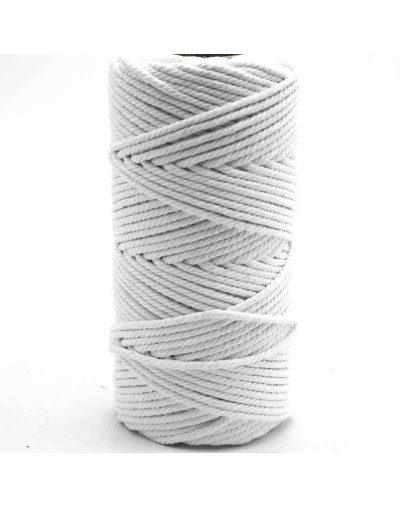 Hilo 100% algodón. Macramé. 4 mm grosor. Color: BLEACHED WHITE. 100 metros. 1 cono.