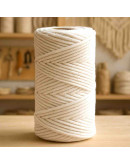 Hilo 100% algodón. Macramé. 4 mm grosor. Color: BLEACHED WHITE. 100 metros. 1 cono.