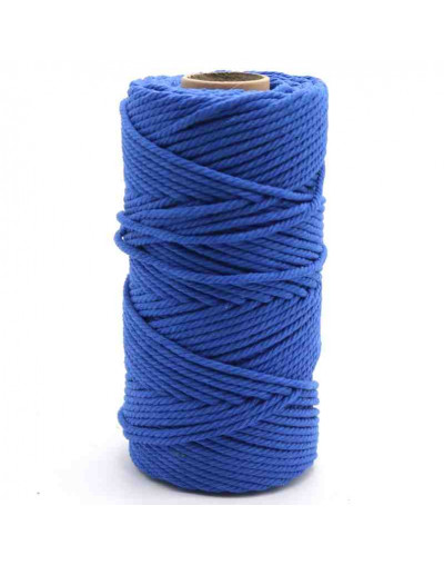 Hilo 100% algodón. Macramé. 4 mm grosor. Color: SAPPHIRE BLUE. 100 metros. 1 cono.