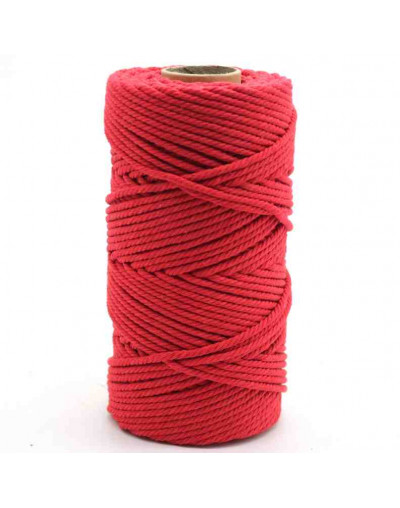 Hilo 100% algodón. Macramé. 4 mm grosor. Color: BRIGHT RED. 100 metros. 1 cono.