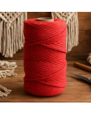 Hilo 100% algodón. Macramé. 4 mm grosor. Color: BRIGHT RED. 100 metros. 1 cono.