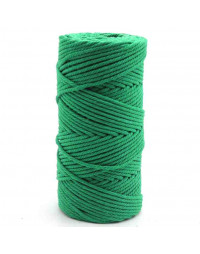 Hilo 100% algodón. Macramé. 4 mm grosor. Color: ESMERALD GREEN. 100 metros. 1 cono.