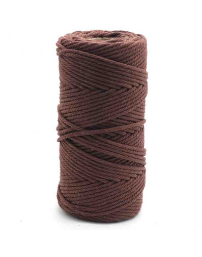 Hilo 100% algodón. Macramé. 4 mm grosor. Color: BROWN. 100 metros. 1 cono.
