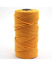 Hilo 100% algodón. Macramé. 4 mm grosor. Color: GOLDEN YELLOW. 100 metros. 1 cono.