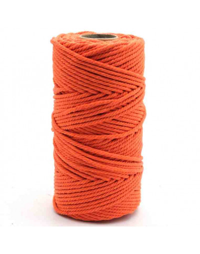 Hilo 100% algodón. Macramé. 4 mm grosor. Color: ORANGE. 100 metros. 1 cono.