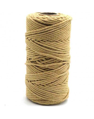 Hilo 100% algodón. Macramé. 4 mm grosor. Color: KHAKI. 100 metros. 1 cono.