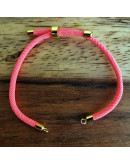 Nylon regulable para pulsera. Pink. Bañado (18kGold). 220x4 mm. 2,8 mm perforación. 10 unidades.