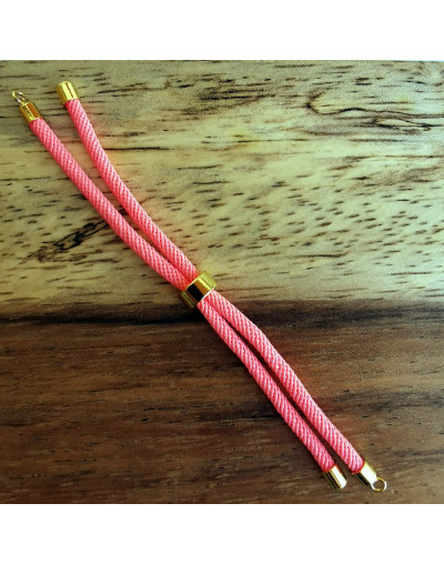 Nylon regulable para pulsera. Pink. Bañado (18kGold). 220x4 mm. 2,8 mm perforación. 10 unidades.