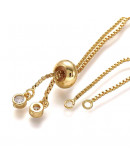 Cadena regulable para pulsera. Bañado (18kGold). 120 mm. 1,5 mm perforación. 10 unidades.