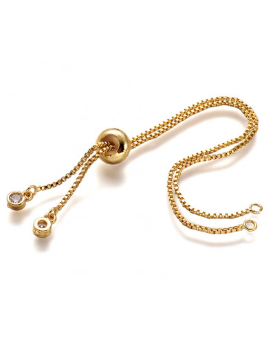 Cadena regulable para pulsera. Bañado (18kGold). 120 mm. 1,5 mm perforación. 10 unidades.