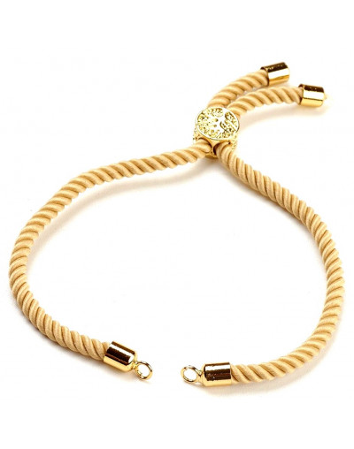 Nylon twist regulable para pulsera. Dorado. Bañado (18kGold). 220x4 mm. 2 mm perforación. 10 uds.