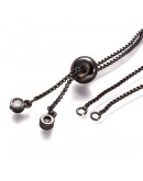 Cadena regulable para pulsera. Bañado (Gunmetal). 120 mm. 1,5 mm perforación. 10 unidades.