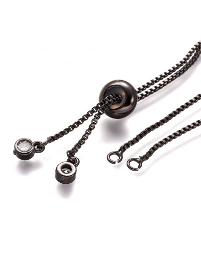 Cadena regulable para pulsera. Bañado (Gunmetal). 120 mm. 1,5 mm perforación. 10 unidades.