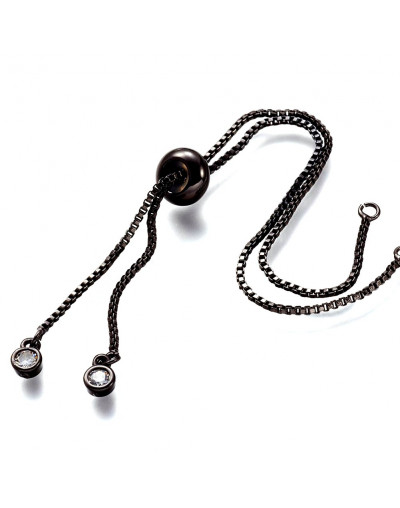 Cadena regulable para pulsera. Bañado (Gunmetal). 120 mm. 1,5 mm perforación. 10 unidades.