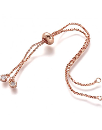 Cadena regulable para pulsera. Bañado (Gold Rose). 120 mm. 1,5 mm perforación. 10 unidades.