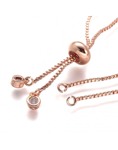 Cadena regulable para pulsera. Bañado (Gold Rose). 120 mm. 1,5 mm perforación. 10 unidades.