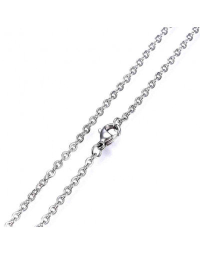 Cadena. Acero. Color plateado. Cable Chain. Con cierre. 45 cm largo. 1,5 mm grosor. 10 unidades.