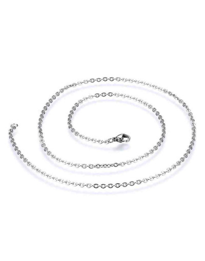 Cadena. Acero. Color plateado. Cable Chain. Con cierre. 45 cm largo. 1,5 mm grosor. 10 unidades.