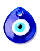 Ojo Turco. Color azul. Glass Lampwork. 34x30x5 mm. 4 mm perforación. 1 unidad.