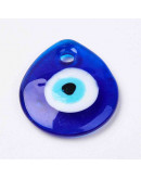 Ojo Turco. Color azul. Glass Lampwork. 34x30x5 mm. 4 mm perforación. 1 unidad.
