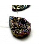 Agata Druzy Electroplateada. Gota. Arcoiris. De 36 a 42 mm. 1,5 mm perforación. 1 unidad.