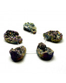 Agata Druzy Electroplateada. Gota. Arcoiris. De 36 a 42 mm. 1,5 mm perforación. 1 unidad.