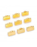 Terminales. Aleación de cobre. Color dorado. 10x7 milímetros. 2 mm perforación. 40 uds aprox.
