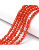 Rondelle. Faceteado. 6x5 mm. Naranja-Rojo. 1 mm perforación. 80 uds hilo aprox. 1 hilo.