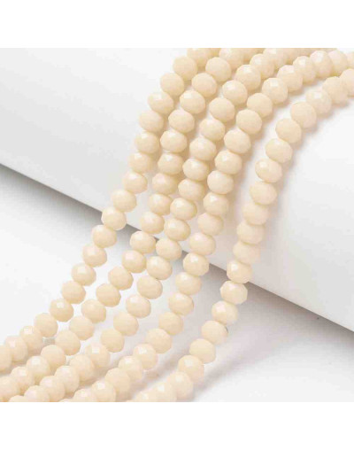 Rondelle. Faceteado. 6x5 mm. Blanco Antiguo. 1 mm perforación. 80 uds hilo aprox. 1 hilo.