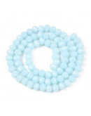 Rondelle. Faceteado. 6x5 mm. Cyan Suave. 1 mm perforación. 80 uds hilo aprox. 1 hilo.