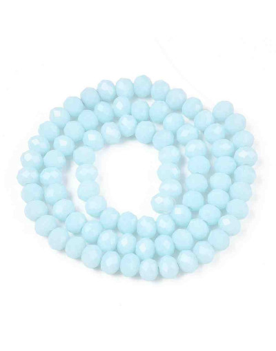 Rondelle. Faceteado. 6x5 mm. Cyan Suave. 1 mm perforación. 80 uds hilo aprox. 1 hilo.
