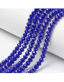 Rondelle. Faceteado. 6x5 mm. Azul. 1 mm perforación. 80 uds hilo aprox. 1 hilo.