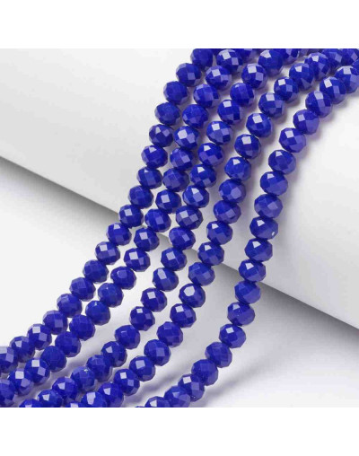 Rondelle. Faceteado. 6x5 mm. Azul. 1 mm perforación. 80 uds hilo aprox. 1 hilo.