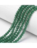 Rondelle. Faceteado. 6x5 mm. Verde. 1 mm perforación. 80 uds hilo aprox. 1 hilo.