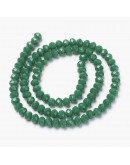 Rondelle. Faceteado. 6x5 mm. Verde. 1 mm perforación. 80 uds hilo aprox. 1 hilo.