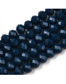 Rondelle. Faceteado. 6x5 mm. Azul Acero. 1 mm perforación. 80 uds hilo aprox. 1 hilo.