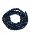 Rondelle. Faceteado. 6x5 mm. Azul Acero. 1 mm perforación. 80 uds hilo aprox. 1 hilo.