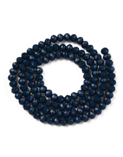 Rondelle. Faceteado. 6x5 mm. Azul Acero. 1 mm perforación. 80 uds hilo aprox. 1 hilo.