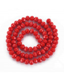 Rondelle. Faceteado. 6x5 mm. Rojo. 1 mm perforación. 80 uds hilo aprox. 1 hilo.